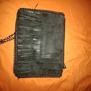 Fringed Crossbody with Chain Strap